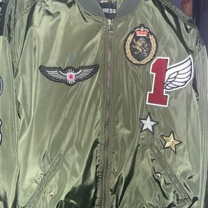 Express green bomber. Size small.